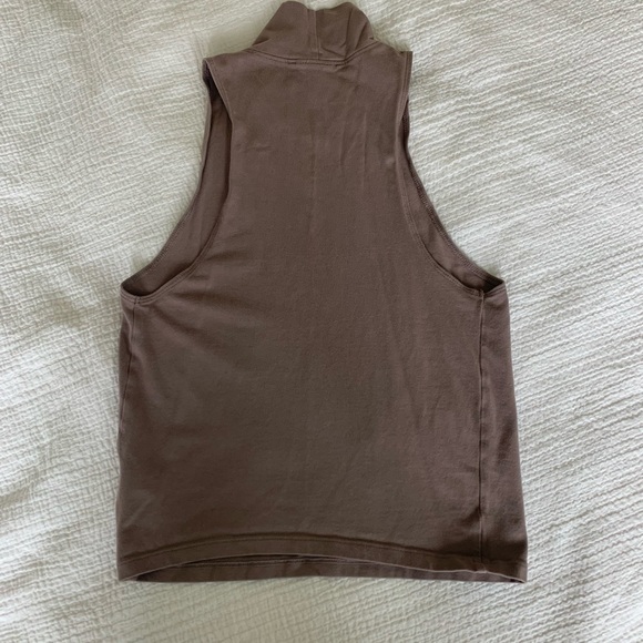 Express One Eleven Tan Mock Neck Crop Top - Picture 2 of 3